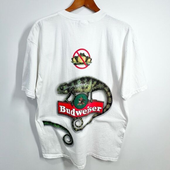 VTG 90’s Budweiser Beer Iguana Louie Lizard Frogs T Shirt EUC XL - Picture 3 of 10